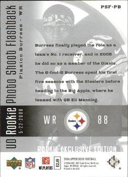2006 Upper Deck - Rookie Exclusive Edition UD Rookie Photo Shoot Flashback #PSF-PB Plaxico Burress Back