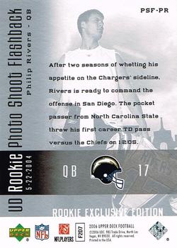 2006 Upper Deck - Rookie Exclusive Edition UD Rookie Photo Shoot Flashback #PSF-PR Philip Rivers Back