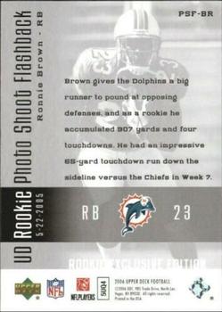 2006 Upper Deck - Rookie Exclusive Edition UD Rookie Photo Shoot Flashback #PSF-BR Ronnie Brown Back