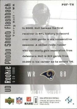 2006 Upper Deck - Rookie Exclusive Edition UD Rookie Photo Shoot Flashback #PSF-TH Torry Holt Back