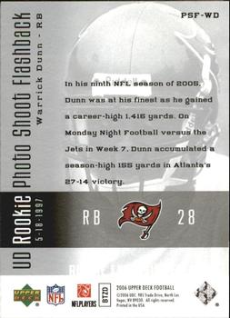 2006 Upper Deck - Rookie Exclusive Edition UD Rookie Photo Shoot Flashback #PSF-WD Warrick Dunn Back