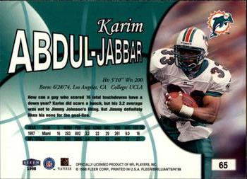 1998 Fleer Brilliants #65 Karim Abdul-Jabbar Back