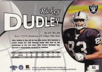 1998 Fleer Brilliants #93 Rickey Dudley Back