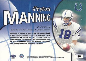 1998 Fleer Brilliants #120 Peyton Manning Back
