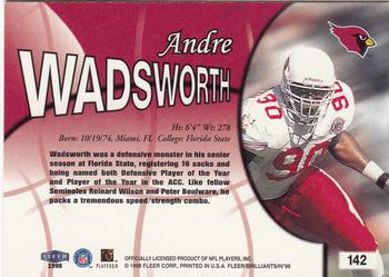 1998 Fleer Brilliants #142 Andre Wadsworth Back