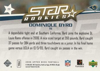 2006 Upper Deck - Target Exclusive Star Rookies #232 Dominique Byrd Back