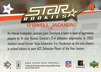 2006 Upper Deck - Target Exclusive Star Rookies #245 D'Qwell Jackson Back