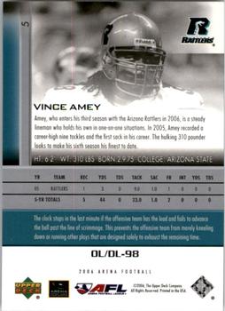 2006 Upper Deck AFL #5 Vince Amey Back