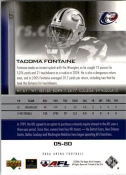 2006 Upper Deck AFL #17 Tacoma Fontaine Back