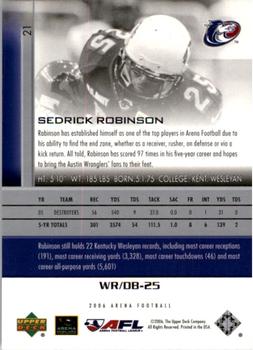 2006 Upper Deck AFL #21 Sedrick Robinson Back