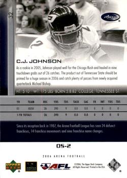 2006 Upper Deck AFL #32 C.J. Johnson Back