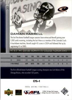 2006 Upper Deck AFL #35 Damian Harrell Back