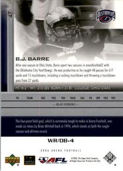 2006 Upper Deck AFL #47 B.J. Barre Back