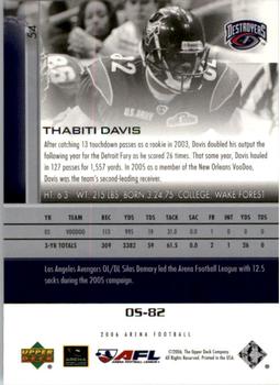2006 Upper Deck AFL #54 Thabiti Davis Back