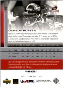 2006 Upper Deck AFL #98 Dameon Porter Back