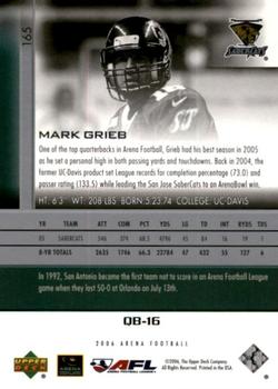 2006 Upper Deck AFL #165 Mark Grieb Back