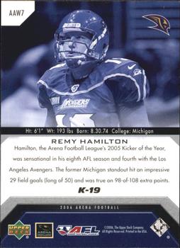 2006 Upper Deck AFL - Arena Award Winners #AAW7 Remy Hamilton Back