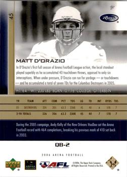 2006 Upper Deck AFL - Gold #45 Matt D'Orazio Back