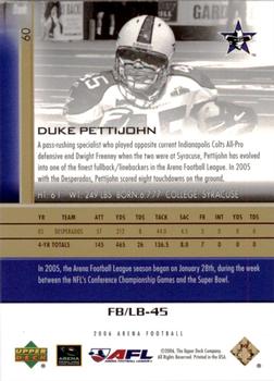 2006 Upper Deck AFL - Gold #60 Duke Pettijohn Back
