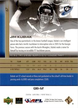 2006 Upper Deck AFL - Gold #67 Jim Kubiak Back