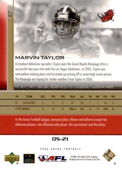 2006 Upper Deck AFL - Gold #87 Marvin Taylor Back