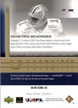 2006 Upper Deck AFL - Gold #183 Demetris Bendross Back