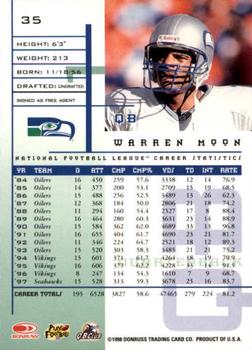 1998 Leaf Rookies & Stars #35 Warren Moon Back
