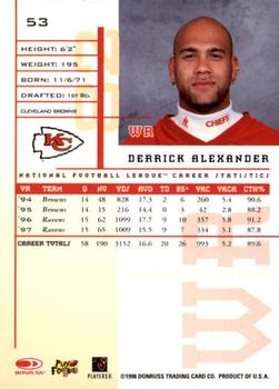 1998 Leaf Rookies & Stars #53 Derrick Alexander Back