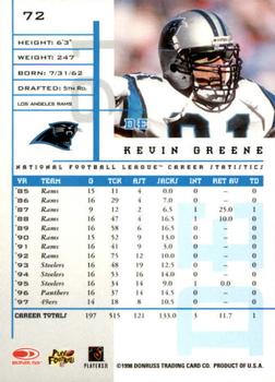 1998 Leaf Rookies & Stars #72 Kevin Greene Back