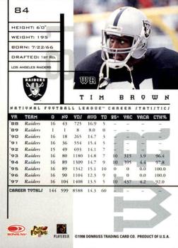 1998 Leaf Rookies & Stars #84 Tim Brown Back