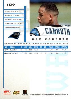 1998 Leaf Rookies & Stars #109 Rae Carruth Back