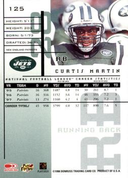 1998 Leaf Rookies & Stars #125 Curtis Martin Back