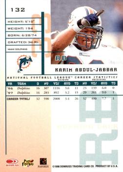1998 Leaf Rookies & Stars #132 Karim Abdul-Jabbar Back