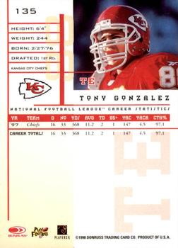 1998 Leaf Rookies & Stars #135 Tony Gonzalez Back