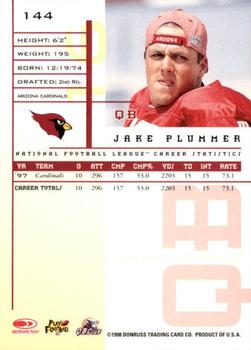 1998 Leaf Rookies & Stars #144 Jake Plummer Back
