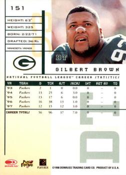 1998 Leaf Rookies & Stars #151 Gilbert Brown Back