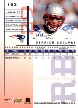 1998 Leaf Rookies & Stars #153 Derrick Cullors Back