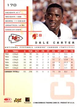 1998 Leaf Rookies & Stars #170 Dale Carter Back