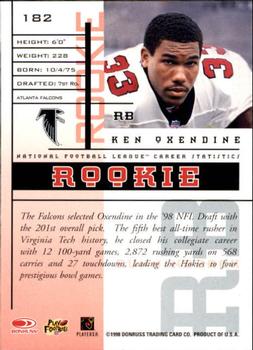 1998 Leaf Rookies & Stars #182 Ken Oxendine Back