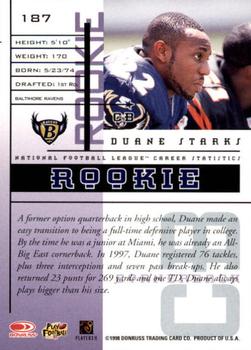 1998 Leaf Rookies & Stars #187 Duane Starks Back
