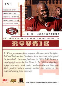1998 Leaf Rookies & Stars #191 R.W. McQuarters Back