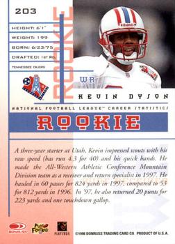 1998 Leaf Rookies & Stars #203 Kevin Dyson Back