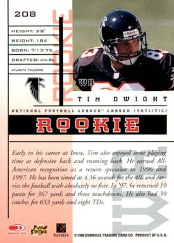 1998 Leaf Rookies & Stars #208 Tim Dwight Back