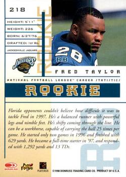 1998 Leaf Rookies & Stars #218 Fred Taylor Back