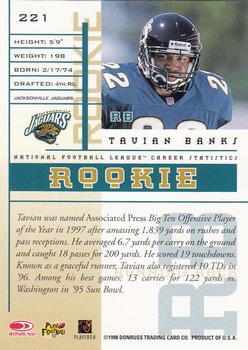 1998 Leaf Rookies & Stars #221 Tavian Banks Back