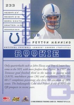 1998 Leaf Rookies & Stars #233 Peyton Manning Back