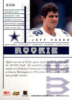 1998 Leaf Rookies & Stars #236 Jeff Ogden Back