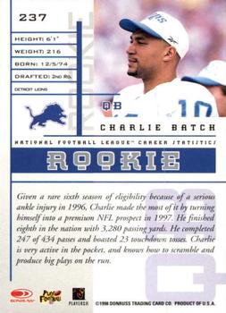 1998 Leaf Rookies & Stars #237 Charlie Batch Back