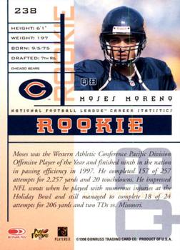 1998 Leaf Rookies & Stars #238 Moses Moreno Back