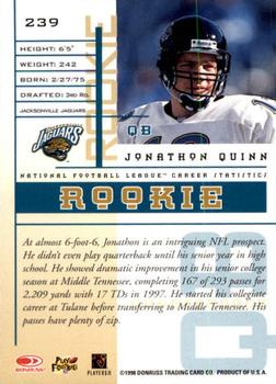 1998 Leaf Rookies & Stars #239 Jonathan Quinn Back